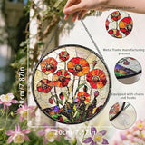 Stained Glass Suncatcher Window Hanging, 7.8 Inch Handmade Sunflower Garden suncatchers, Suncatcher Home Decor,Gift for Women, Mom, Grandma (Flower)