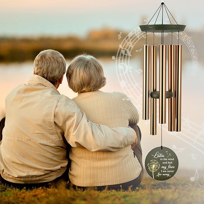 Personalized Wind Chimes 36inch, in Loving Memory of Sympathy Wind Chimes, Dandelion Memorial Wind Chime, Loss of Loved Dad/Mom Outdoor, Funeral Gifts, Listen to the Wind