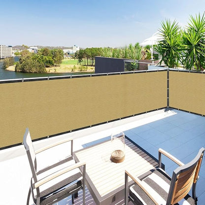 Houssity Beige 3' x 93' Balcony Deck Fence Privacy Screen Cover Panel Shade Cloth Fabric for Chain Link Fence Patio Pool Railing Driveway Walkway Porch Playground Dog Kennel Residence Commercial Use
