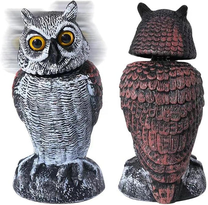 KKY 2 Packs Fake Plastic Owl Bird, Garden owl Statue,Can Repel Pigeons Away from The House, Garden, Pool. (Black 2pc)