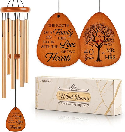 Leebbsin 40th Wedding Anniversary Wind Chime, Happy 40th Anniversary Romantic Gifts for Couple, Parents, Wife, Husband, Friends, Ruby Anniversary's Keepsake Gifts Ideas, Large-36''