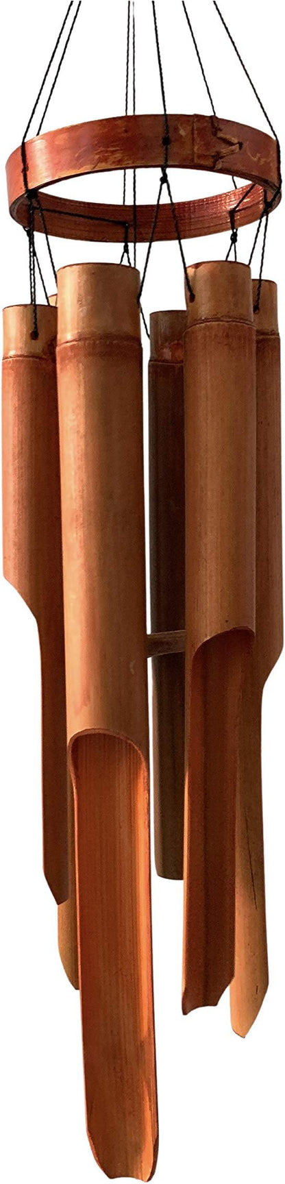 Classic Bamboo Wind Chimes with Circle Top, Wood Wooden Wind Chimes Outdoor, Deep Tone Soothing Sound (27)