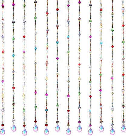 Suncalla 12 Pcs Crystal Garland Strands Colorful Crystals Suncatcher Hanging Sun Catcher with Chain Pendant Ornament for Window Party Wedding Home Decoration