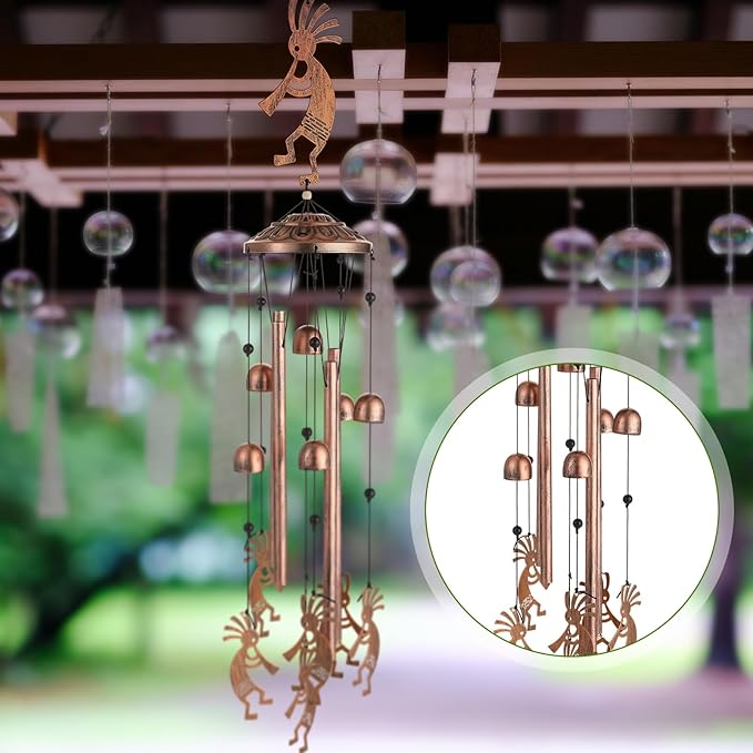 Kokopelli Wind Chimes Outdoor Decoration for Women Men Mom Wife Grandma Birthday Gifts Memorial Metal Kokopelli Wind Chimes for Outside Indoors, Patio, Home, Porch, Yard Decor, Garden Decor