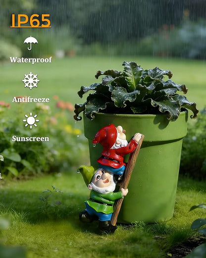 Climbing Garden Gnome with Ladder, Funny Outdoor Statue for Yard Decor Gift for Mom, Women