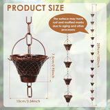 Rain Chains for Gutters, Outside Downspouts Metal Rain Catcher Diverter, 8.5 Ft Retro Rain Chain Decorative with Hook and 12 Metal Cups for Windowsill Garden Patio