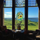 Sunflower Stained Glass Window Hanging Home Decor Suncatchers Indoor Window Gift for Mom Women Flower Lovers