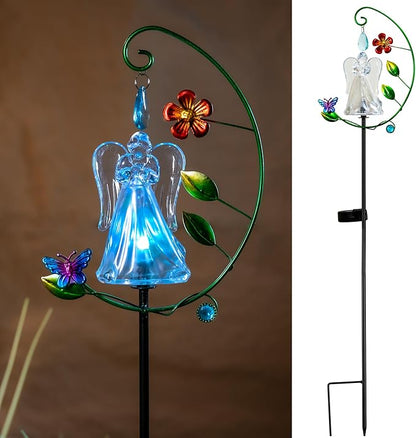 Solar Angel Lights - Color Changing Angel Statue for Outdoor Garden & Cemetery Decor, Solar Powered Waterproof, Memorial Gift for Loss of Mother, Sympathy Gifts for Women (1-Pack)