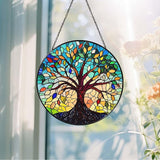 Tree of Life Sun Catcher Stained Glass Window Hanging for Women Home Decor Tree of Life Handmade Sun Catcher Decoration for Garden Home Housewarming Gifts, 7.87inch