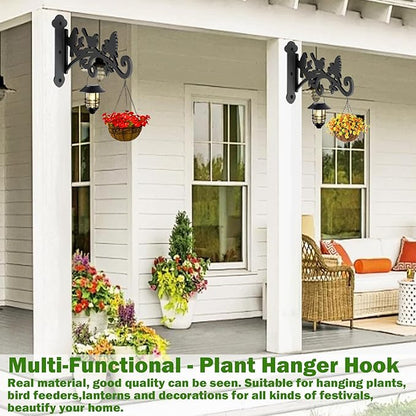 4 Pack Plant Hanger Hook,Outdoor & Indoor Hanging Basket Hooks,9in Metal Plant Wall Hanger,Plant Bracket Hook for Hanging Plants,Bird Feeder,Lantern