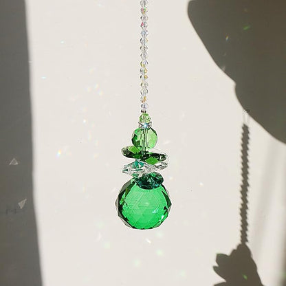 H&D Hanging Crystal Angel Suncatcher Rainbow Maker Guardian Angel Ornament for Home Window Decor (Green)