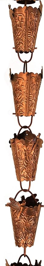 Dragonfly Theme Copper RAIN Chain with Installation KIT (15 Foot)