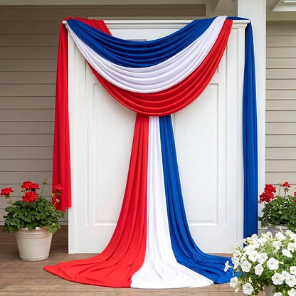 HunnmingRe 3 Pcs 2.5 x 19.7 Ft 4th of July Patriotic Bunting Decorations 250th Anniversary US Flag Decor 1 Red 1 White and 1 Blue DIY Hanging Flag Bunting for Porch Yard Indoor Outdoor Decor Party