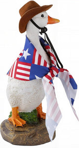 12" Real Farm Porch Goose Statue, Resin Yard Duck, Whimsical Outdoor Decor, Perfect for Garden, Patio, Backyard - Durable & Weather-Resistant, Accessorize with Cowboy Hat and Funny Scarf