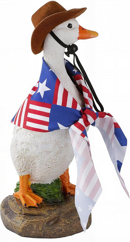 12" Real Farm Porch Goose Statue, Resin Yard Duck, Whimsical Outdoor Decor, Perfect for Garden, Patio, Backyard - Durable & Weather-Resistant, Accessorize with Cowboy Hat and Funny Scarf