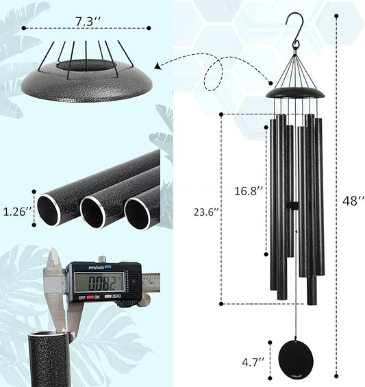 Vanquer Wind Chimes for Outside Deep Tone - 48'' Wind Chimes Outdoor Clearance, Deep Tone, Windchimes Outdoors, Memorial, Sympathy Gifts, Patio Yard, Home Décor (48" Grey)