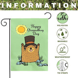 Happy Groundhog Day Garden Flag 12x18 Inch Double Sided Cute Groundhog with Top Hat and Sunshine Design Spring Outdoor Yard Flags Funny Holiday Porch Lawn Durable Banner for Home Garden Décor