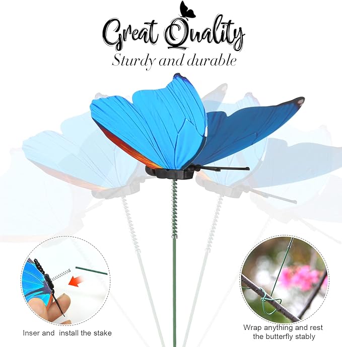 Teenitor 60 Pcs Butterfly Garden Decorations, 11.2 Inch PVC Waterproof Butterfly Stakes, Garden Yard Party Decorations