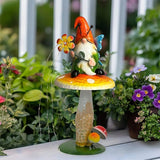 HONGLAND Solar Garden Gnome Figurine, Waterproof Outdoor Mushroom Decor with Solar Outdoor Lights for Yard, Patio, Lawn Ornaments, Ideal Gifts for Mom Grandma Women, Housewarming Gifts-16.5"