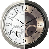 18" Illuminated in/Outdoor Clock with Smart Sensor and Night Light, Waterproof, Large Wall Clock with Thermometer & Hygrometer, for Garden,Pool and Patio Decor (Morning Silver)