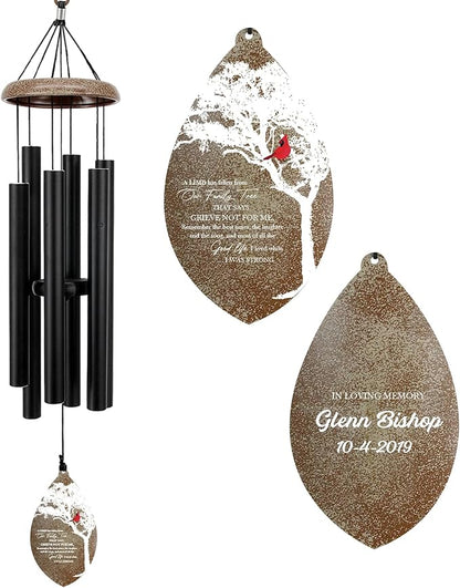 ASTARIN Custom Cardinal Memorial Wind Chimes, 35" Sympathy Gifts Wind Chime for Loss of Mom Dad Sister Son, Personalized Name Date Bereavement Condolence Gift for Outside, Produced in USA