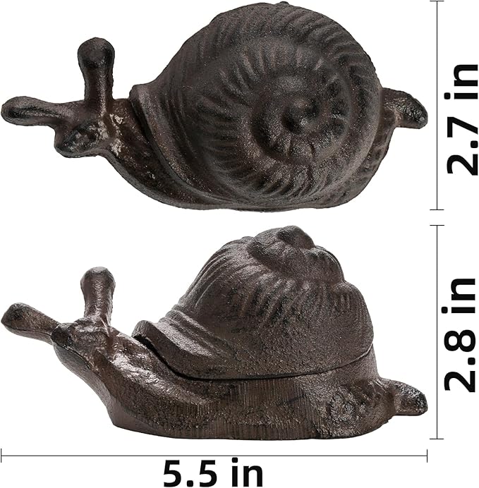 Pumtus Cast Iron Key Hider, Snail Hide-a-Key Holder, Outside Spare Key Hider Figurine, Small Snail Garden Statues Ornament, Decorative Jewelry Trinkets Box for Ear Studs Rings Paper Clips