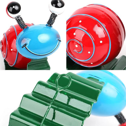 Cruis Cuka Metal Garden Decor Cute Snail Yard Art Outdoor Lawn Patio Ornament Fence Decorations for Outside - Set of 2(Red,Green)