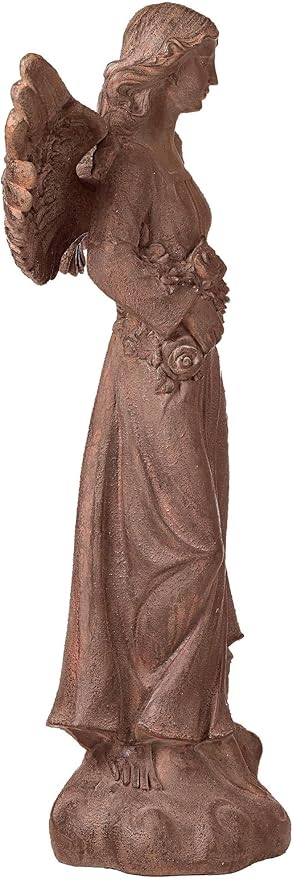 Kensington Hill Large Tall English Tudor Angel Garden Statue Sculpture Catholic Religious Holy Decor Outdoor Garden Front Porch Patio Yard Outside Home House Iron Rust Finish Resin 41 1/2" High