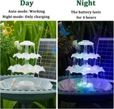 AISITIN 3 Tiered Bird Bath with 6.5W Solar Water Pump, Upgraded Solar Bird Bath Fountains with Lights, Detachable DIY Solar Powered Fountain for Garden, BirdBath, Patio, Yard and Pond