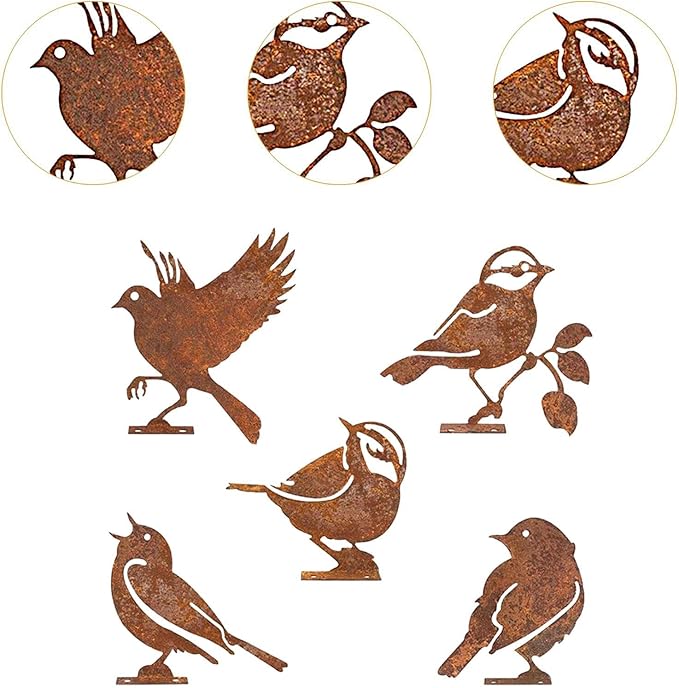 5X Iron Bird Decoration Metal Gardening Ornaments Photo Props Yard Adornment Bird Ornaments for Fences Patio Decor, Style A