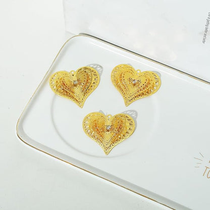 10pcs Gold Heart Shape Suncatcher Parts Hanging Window Pendant DIY Metal Part Ornament Hand-Crafts Gifts