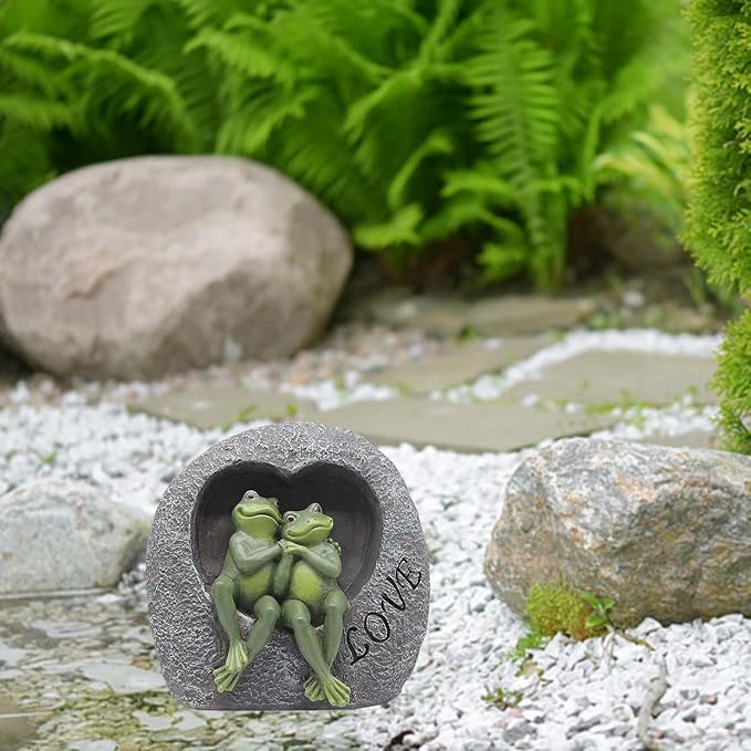 Garden Sulpture Frog Lover Statue Cute Frog Decor for Outside, Gift of Garden Statues and Figurines Outdoors,7.09 Inch