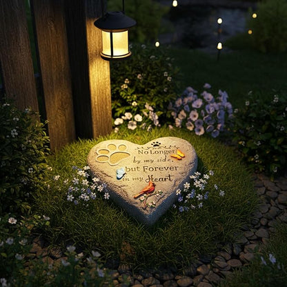 Dog Memorial Stone with Paw Print, Cardinal & Butterfly Pet Loss Sympathy Gift 10 inch, Pet Grave Markers Dog Bereavement Gifts Heart-Shaped Doggy Passing Away Gifts