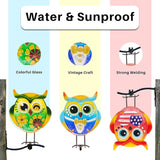 Owl Garden Decor for Outside, 3 Pack Metal & Glass Owl Yard Art, Lawn Ornaments Outdoor Decor for Porch Patio, Housewarming Birthday Gifts for Grandma Mom Women
