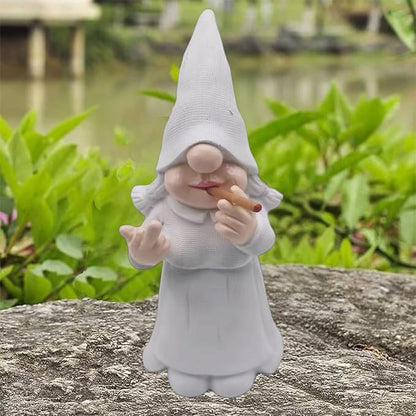 MINICAR Middle Finger Gnome Statue Lady, Funny Outdoor Garden Yard Lawn Sculpture Decoration Home Decor Naughty Gifts, 6.3 Inch Tall