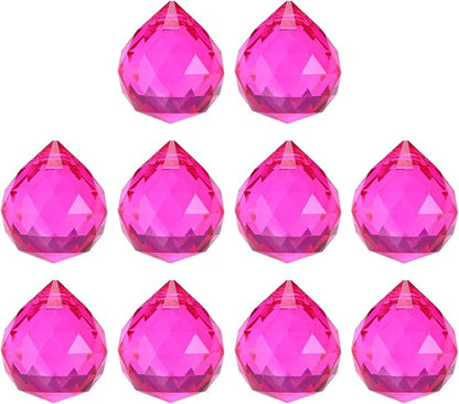 M METERXITY 10-Pack Crystal Ball Prisms, 24mm/0.94 Inch Chandelier Pendant Maker Hanging Crystals Chandelier Prisms for Home/Windows/Garden/DIY Decoration[Rose Red]