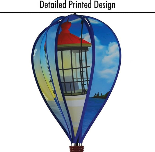 In The Breeze 0987 Coastal Lighthouse Hot Air Balloon-6 Panel Wind Decoration