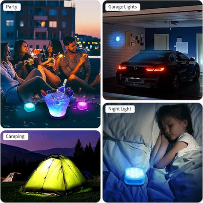 VIDOME Underwater Led Lights with Remote, IP68 Waterproof Magnet Floating Lights for Bathtubs, Ponds, Parties (1 Set)