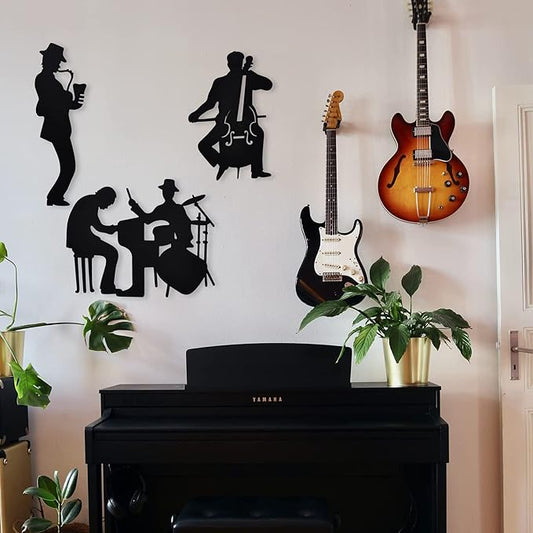 J-Fly Bathroom Decorations for Living Room Western Decor Music Metal Valentine Wall Art Jazz Music Theme Saxophone Wall Hanging Bedroom Office