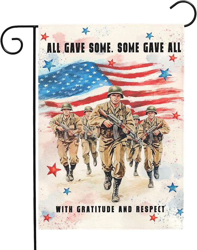 Memorial Day Garden Flag Patriotic American Soldier Tribute Outdoor Yard Flags Honoring Fallen Heroes Military Remembrance Patio Veterans Day Fourth of July American Flag Decor 12x18 Inch