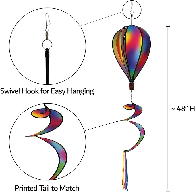 In the Breeze 0977 Jewel Hot Air Balloon Spinner-Outdoor Hanging Decoration