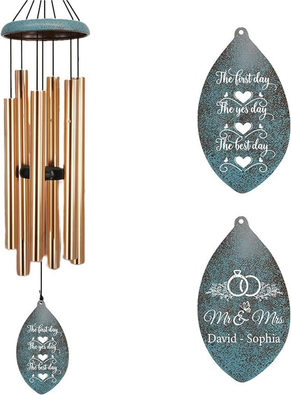 ASTARIN Personalized 20th 50th Anniversary Wind Chime, Happy Anniversary Wedding Valentine's Day Gift for Wife Husband Men Women, Golden Keepsake Decorations for Parents Couples(Produced in USA)