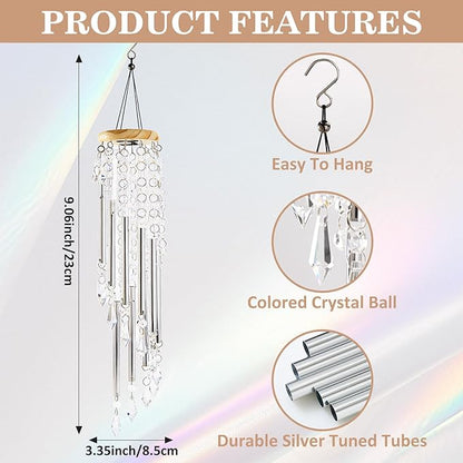Crystal Wind Chimes - Glass Wind Chimes for Outside, Outdoor Crystal Suncatcher with Tuned Tubes, Reflective Windchimes Outdoors Unique, Hanging Prism Rainbow Maker Chandelier Home Decor (Snowflake#2)
