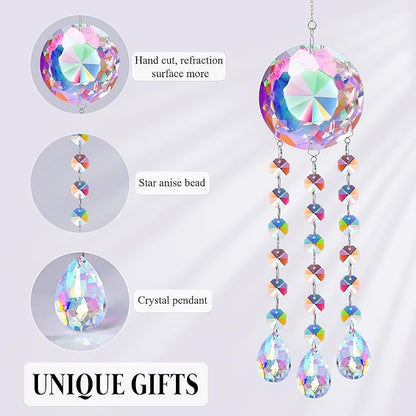 Crystal Suncatcher Ornament - Beautiful Hanging Decoration with Gift Box and Card, Perfect for Mother's Day Anniversary Christmas Birthdays for Women Friends Grandma Aunt Wife Girlfriend (Crystal)