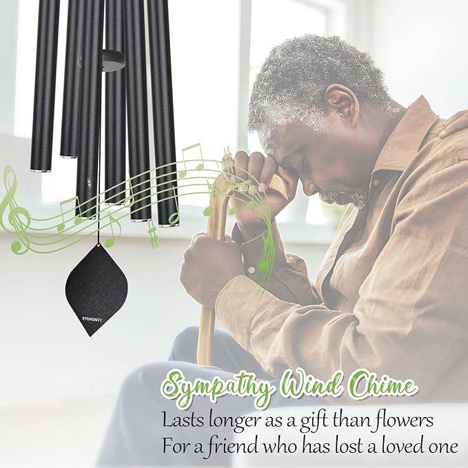 Large Wind Chimes for Outside Deep Tone,50" WindChimes Outdoors Unique Clearance Memorial Sympathy Wind Chimes for Loved one Mom Dad,House Warming Gifts New Home graden Decor (Black)