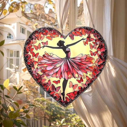 Acrylic Suncatcher Colorful Window Hanging Ornament Sun Catcher Panel for Home Decor Car Garden Gift Ballerina Faux Stained Glass Suncatcher