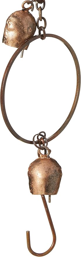 Ancient Graffiti Flamed Copper Bell Rain Chain, 4" x 96" x 4"