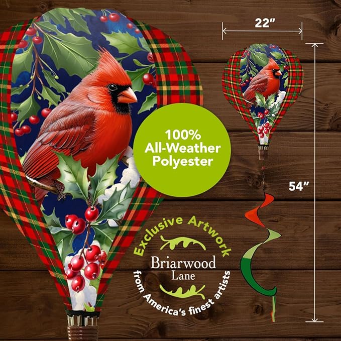 Briarwood Lane Cardinal and Holly Hot Air Balloon Spinner