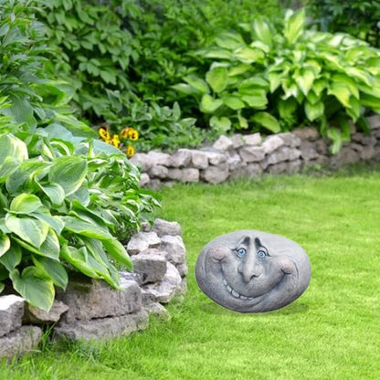 Funny Face Rock Art Sculpture Decoration Yard Art Face Resin Sculpture Mystical Garden Stones for Indoors Outdoors Patio