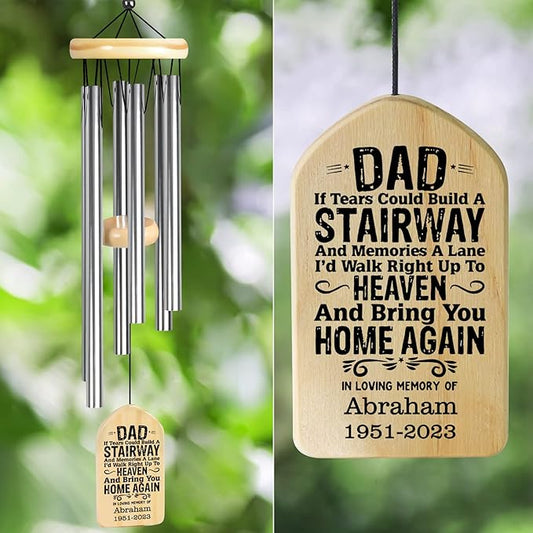 Memorial Wind Chimes for Loss of Father, Personalized Dad Memorial Gift, Bereavement & Remembrance Gift in Loving Memory